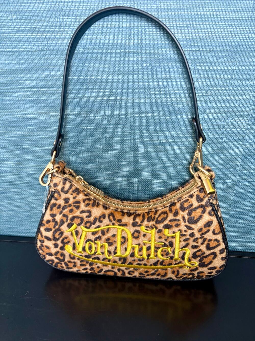 Chic Von Dutch Gold Leopard Shoulder Bag - New Without Tags